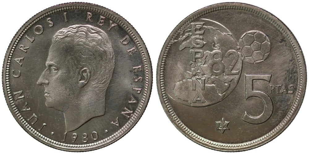 JUAN CARLOS I 5 PESETAS 1980*82 FUTBOL