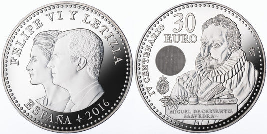 ESPAÑA 30 EUROS 2016 IV CENTENARIO DE CERVANTES (en capsula)