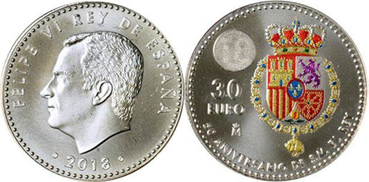 ESPAÑA 30 EUROS 2018 50 AÑOS DE FELIPE VI