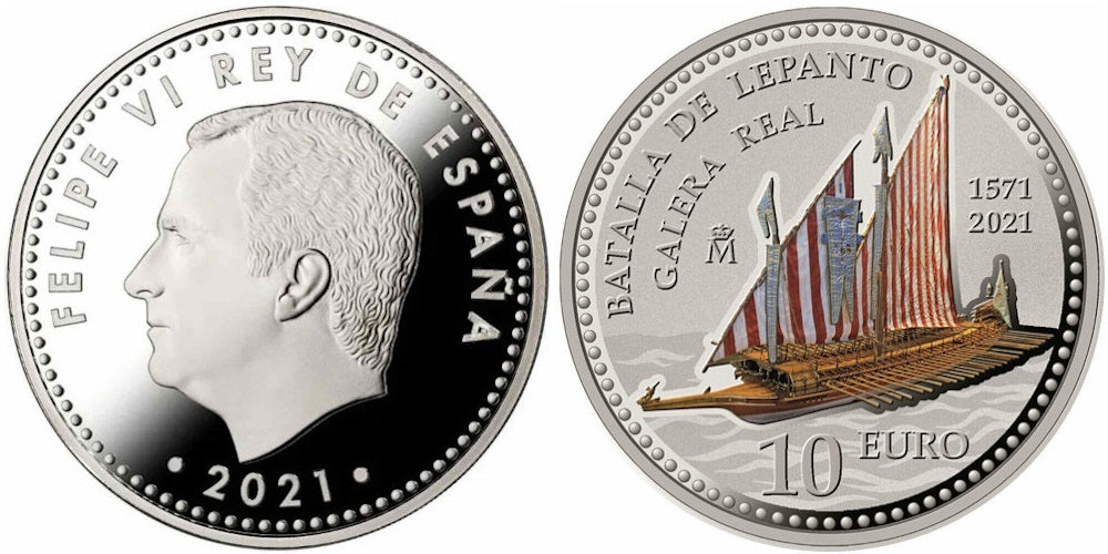 ESPAÑA 10 EUROS 2021 450 ANIVERSARIO DE LA BATALLA DE LEPANTO
