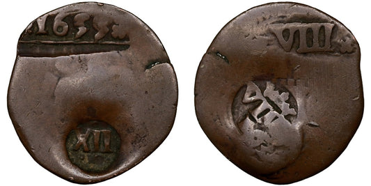 FELIPE IV  RESELLOS DE VIII y XII  MARAVEDIS 1655