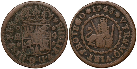 FELIPE V  4 MARAVEDIS 1743 SEGOVIA