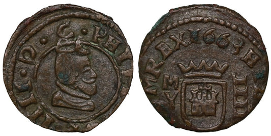 FELIPE IV  4 MARAVEDIS 1663 MADRID Y