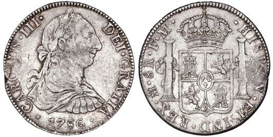 CARLOS III  8 REALES 1786 MEXICO FM