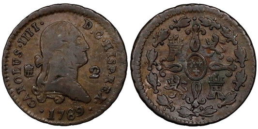CARLOS IV  2 MARAVEDIS 1789 SEGOVIA
