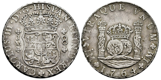 CARLOS III  8 REALES 1764 LIMA JM