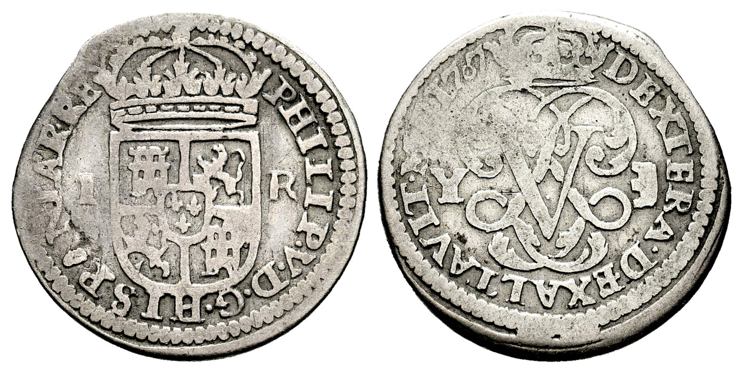 FELIPE V  1 REAL 1707 SEGOVIA Y
