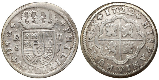 FELIPE V 2 REALES 1722 SEVILLA J