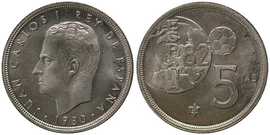 JUAN CARLOS I  5 PESETAS 1980*82 FUTBOL